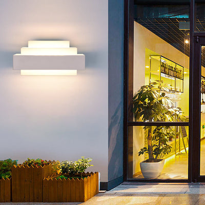 Modern Creative Minimalist White Human Sensor Waterproof Indoor Outdoor Aluminum LED Wall Sconce Lamp