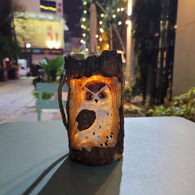 Solar Stump Owl Patio Garden Villa Decorative Hanging Light