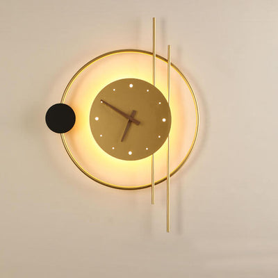 Lampe murale LED avec horloge créative en fer nordique moderne 