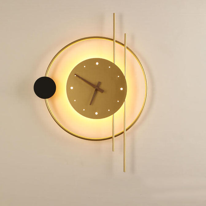 Lampe murale LED avec horloge créative en fer nordique moderne 