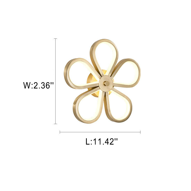 Moderne LED-Wandleuchte aus Messing in Blütenform 