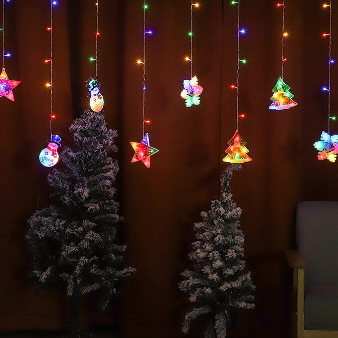 Solar Christmas Decorative Light, Led Pentacle Waterfall String