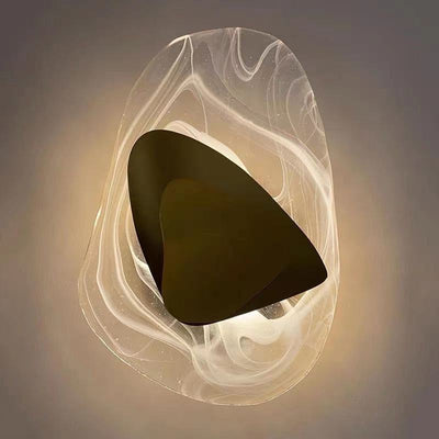 Modern Minimalist Irregular Oval Hardware Glass LED Wall Sconce Lamp For Bedroom