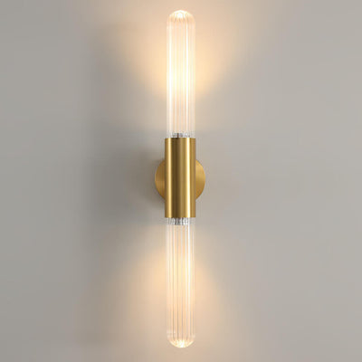 Modern Light Luxury Long Gold Clear Copper Glass 1-Light Wall Sconce Lamp