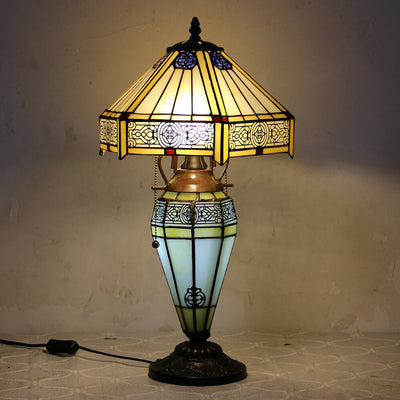 European Vintage Glass Iron 2-Light Table Lamp