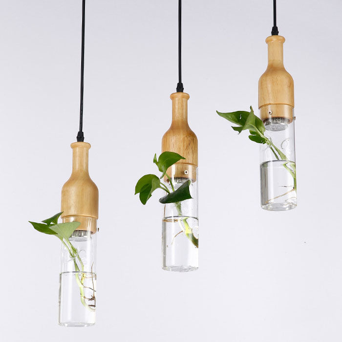 Lampe suspendue à 1 lumière pour plantes hydroponiques, bouteille en verre créative nordique 