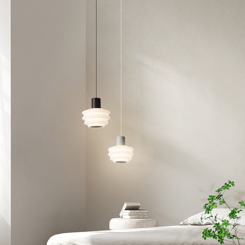 Contemporary Scandinavian Multi Tier Round Iron Rolled Plastic LED Pendant Light For Bedroom