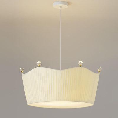 Lustre moderne et minimaliste à 5 lumières en tissu avec couronne créative 