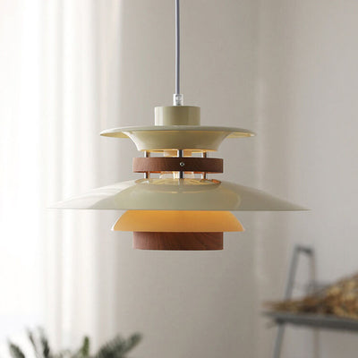 Traditional European Iron Aluminum Flying Saucer Shade 1-Light Pendant Light For Living Room