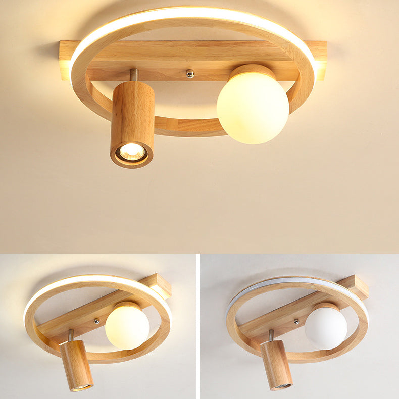 Nordic Simple Wooden Round LED Flush Mount Light