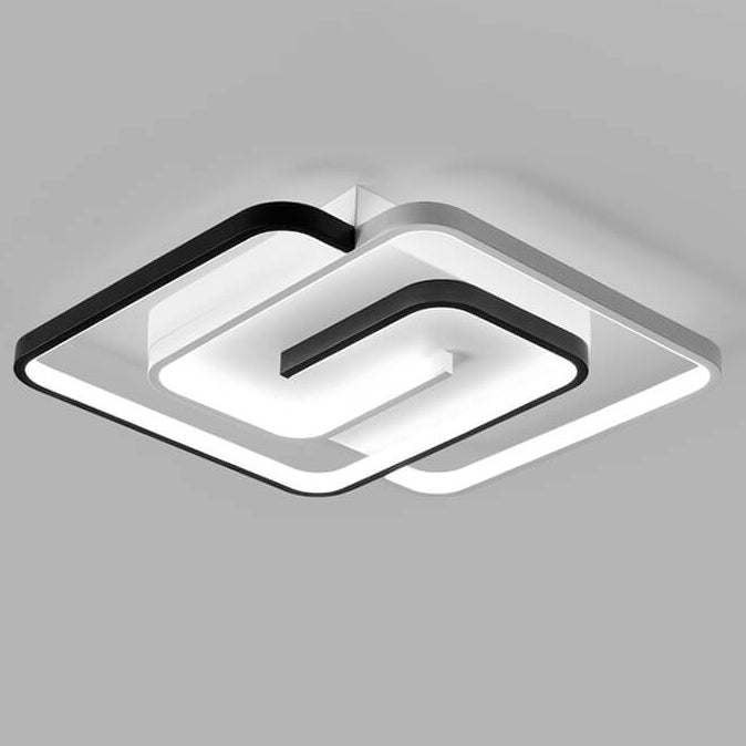 Plafonnier semi-encastré à LED en aluminium à anneau carré créatif et moderne 