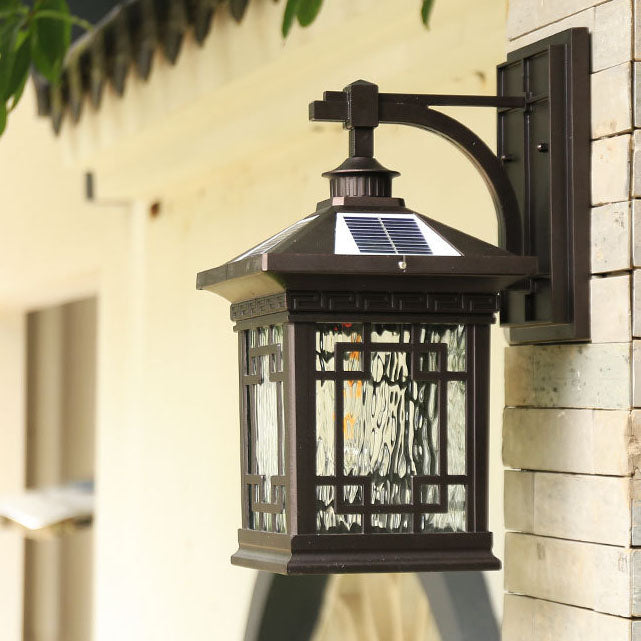 Solar Outdoor Square Cage LED Waterproof Patio Wall Sconce Lamp