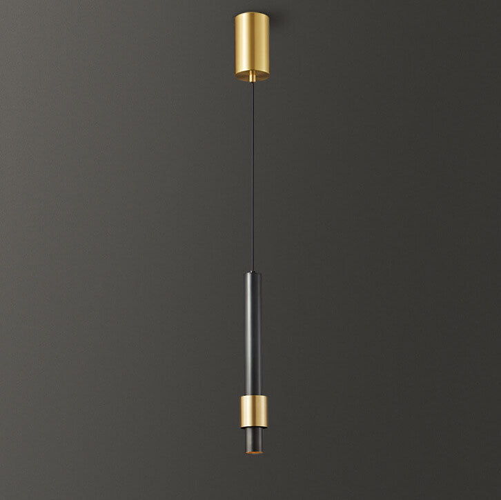 Suspension LED longue ligne minimaliste industrielle tout en cuivre 