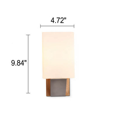 Nordic Square Glass Solid Wood Base 1-Light Wall Sconce Lamp