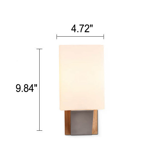 Nordic Square Glass Solid Wood Base 1-Light Wall Sconce Lamp