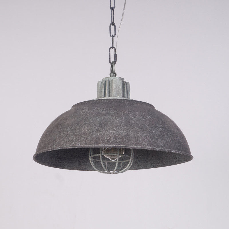 Industrial Vintage Iron Rust Pot Lid Dome 1-Light Pendant Light