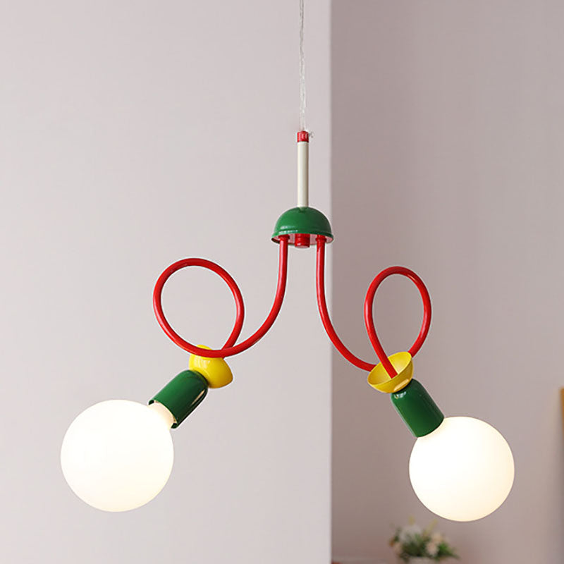 Contemporary Scandinavian Orb Fruit Iron Glass 2/3/5 Light Chandelier For Bedroom