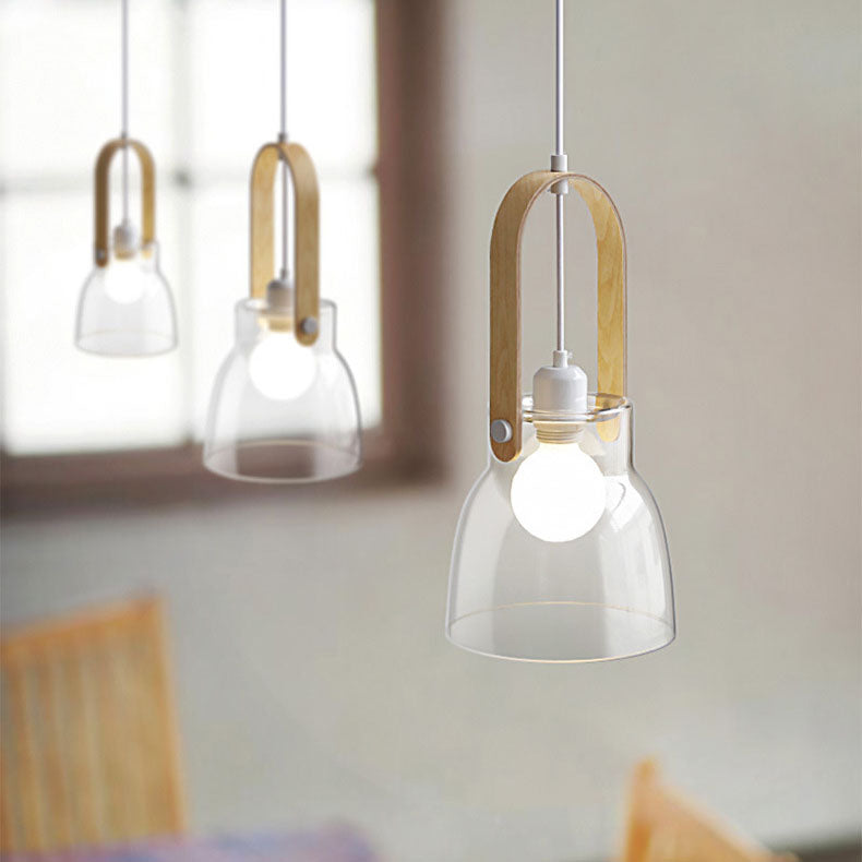 Nordic Minimalist Clear Glass Dome Geometry 1-Light Pendant Light