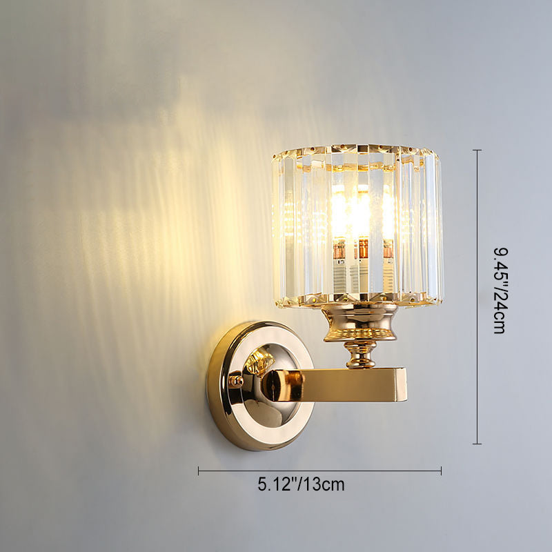 Modern Minimalist Oval Cylinder Hardware Crystal 1-Light Wall Sconce Lamp For Bedroom