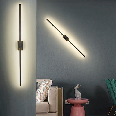 Lampes d'applique murale de lumière avant de miroir de LED linéaire noir minimaliste nordique 