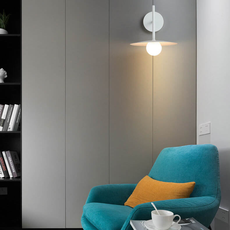 Moderne, minimalistische, einfarbige, runde Hardware-Glas-Wandleuchte mit 1 Licht