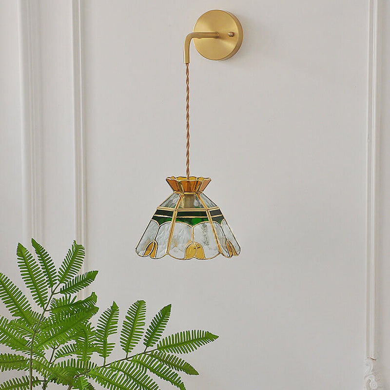 Vintage Tulip Cone 1-Licht-Wandleuchte aus Buntglas 