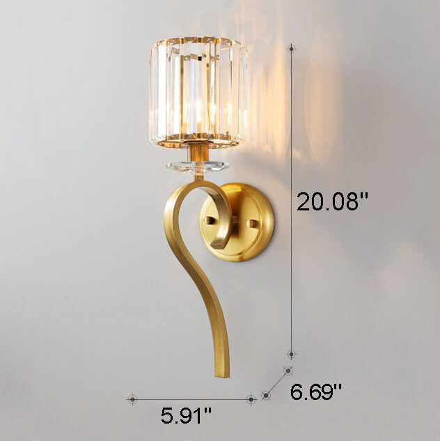 Modern Crystal Shade Full Copper 1-Light Wall Sconce Lamp