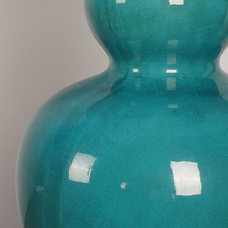 Moderne Luxus-Tischlampe aus grüner Kürbis-Keramik mit 1 Leuchte