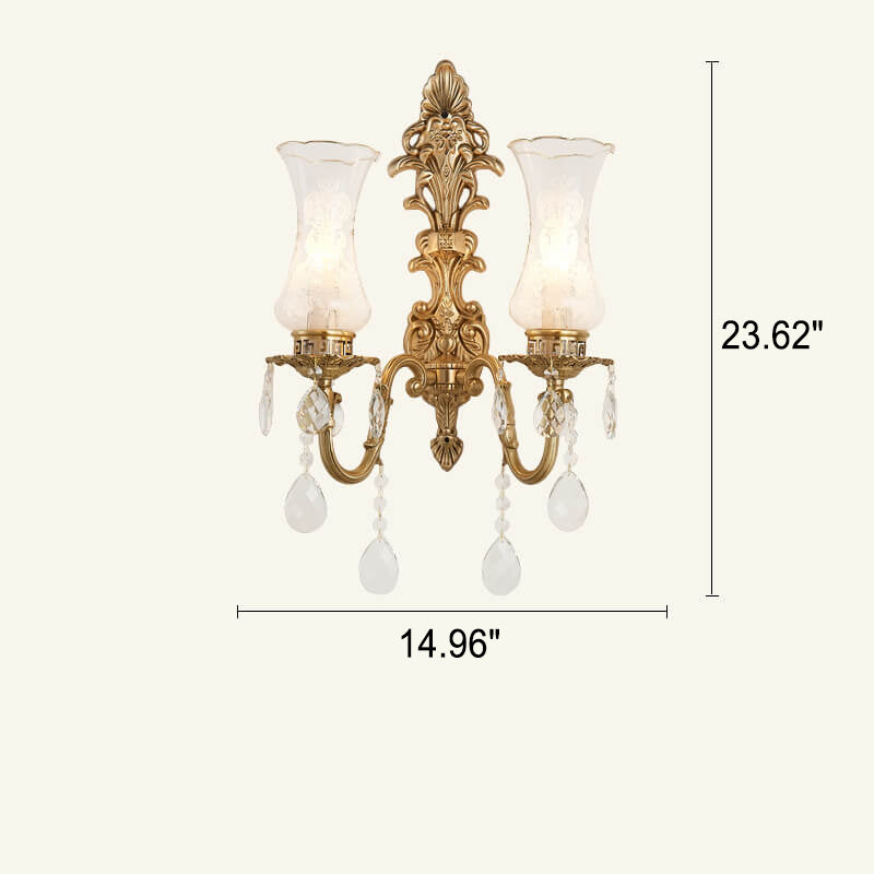 Vintage French Crystal Candelabra Brass 1/2 Light Wall Sconce Lamp