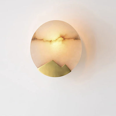 Modern Luxury Marble Round Shade Gold Finish Frame 1-Light Wall Sconce Lamp For Bedroom