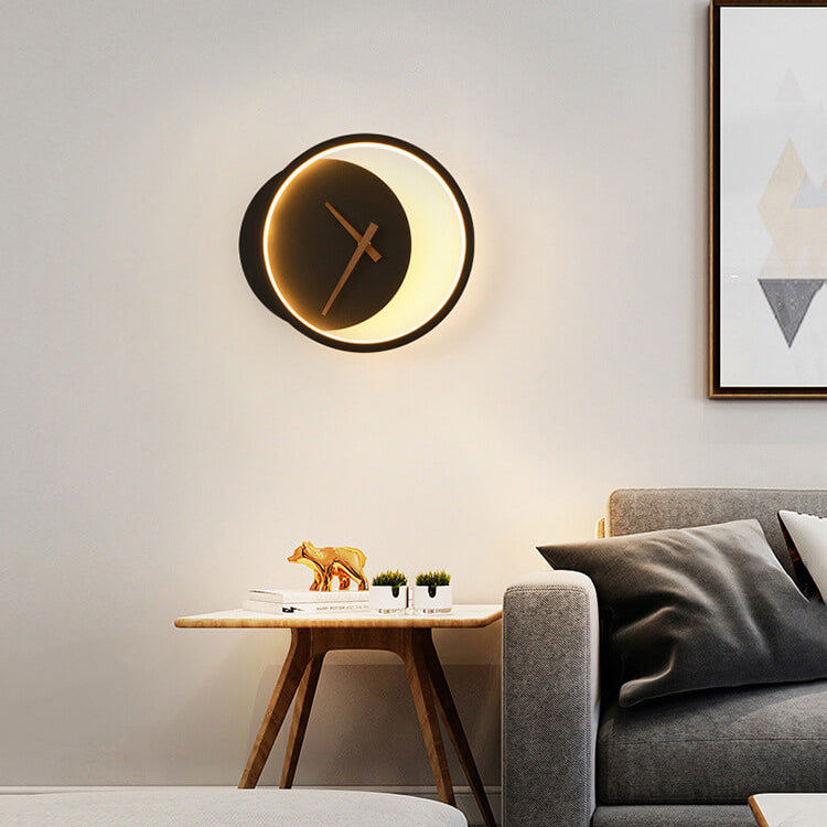 Nordic Creative Clock Round LED Wall Sconce Lamp