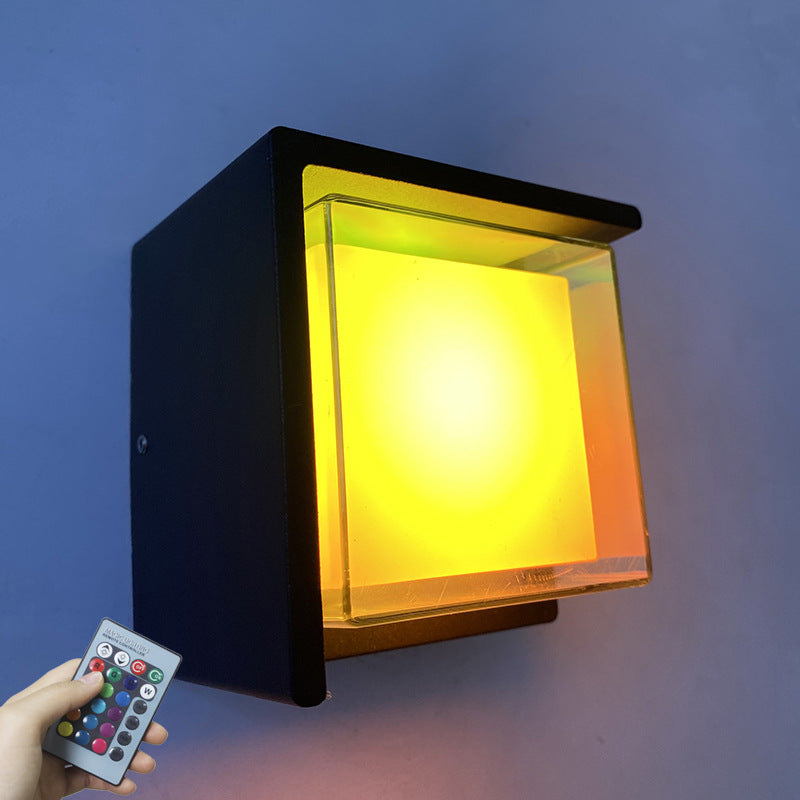 Smart Outdoor Rhombus Aluminum App Dimming LED Wall Sconce Lamp