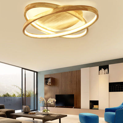 Moderne nordische ovale LED-Einbauleuchte aus Holz 
