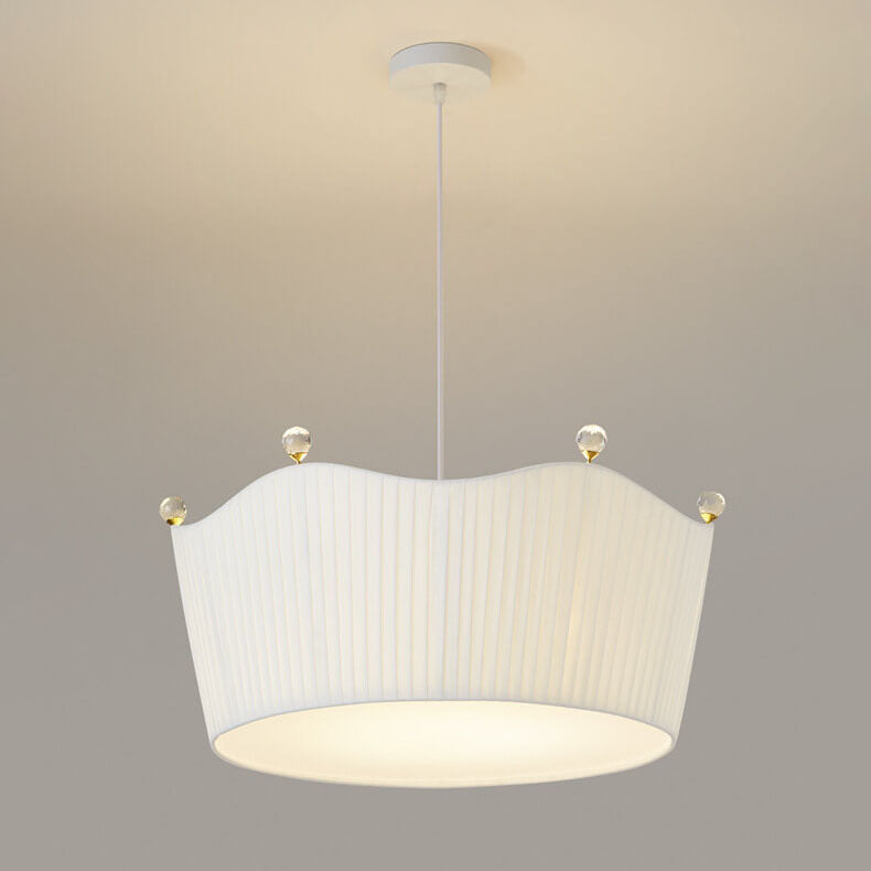 Lustre moderne et minimaliste à 5 lumières en tissu avec couronne créative 