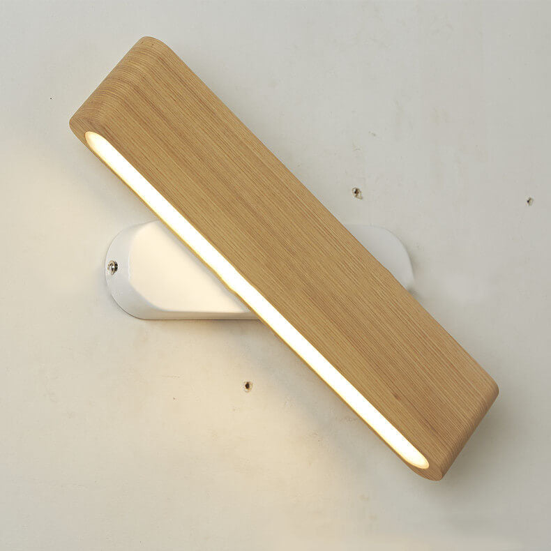 Modern Minimalist Rotatable Long Bar Wood Acrylic LED Wall Sconce Lamp