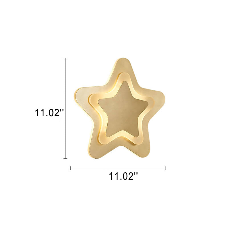 Nordic Luxury Brass Star Shape LED Wall Sconce Lamp