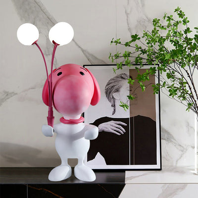 Modern Creative Snoopy Sculpture Resin 3-Light Table Lamp