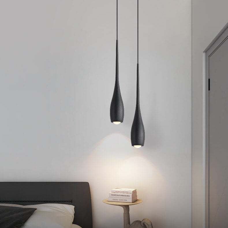 Lampe suspendue LED en aluminium, couleur unie, minimaliste et moderne, noir et blanc, en forme de larme 