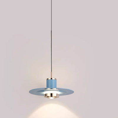 Modern Minimalist Cylinder Flying Saucer Hardware LED Pendant Light For Living Room