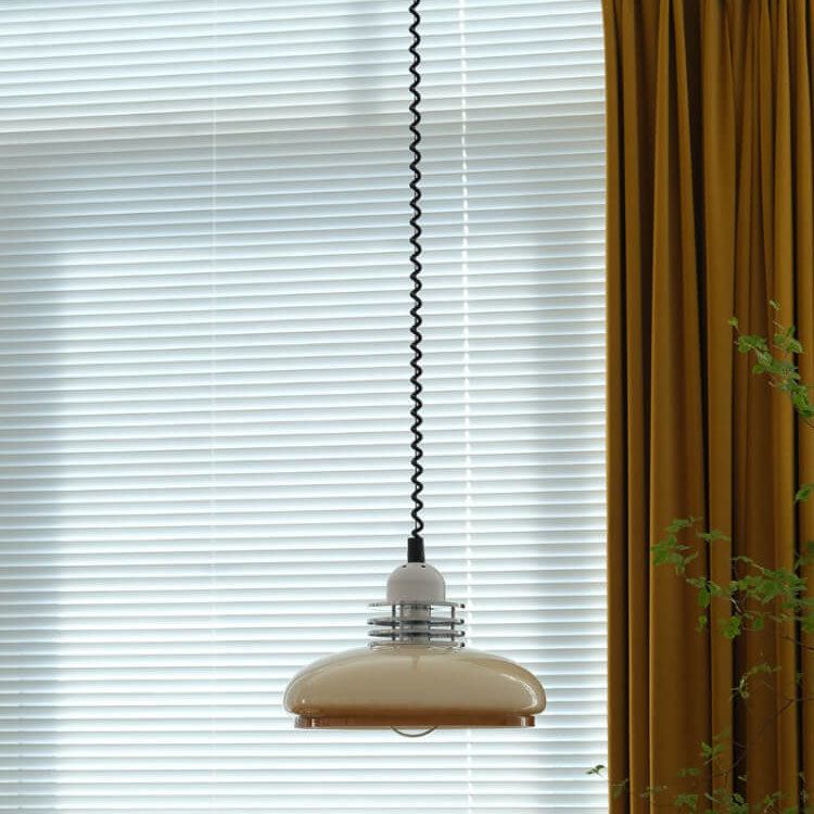 Modern Minimalist Vintage Retractable Iron Glass 1-Light Pendant Light