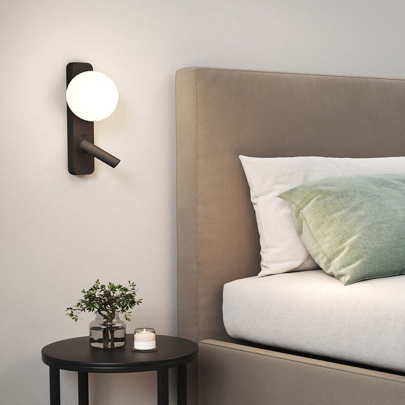 Modern Minimalist Glass Sphere LED Spotlight Reading Wall Sconce Lamp