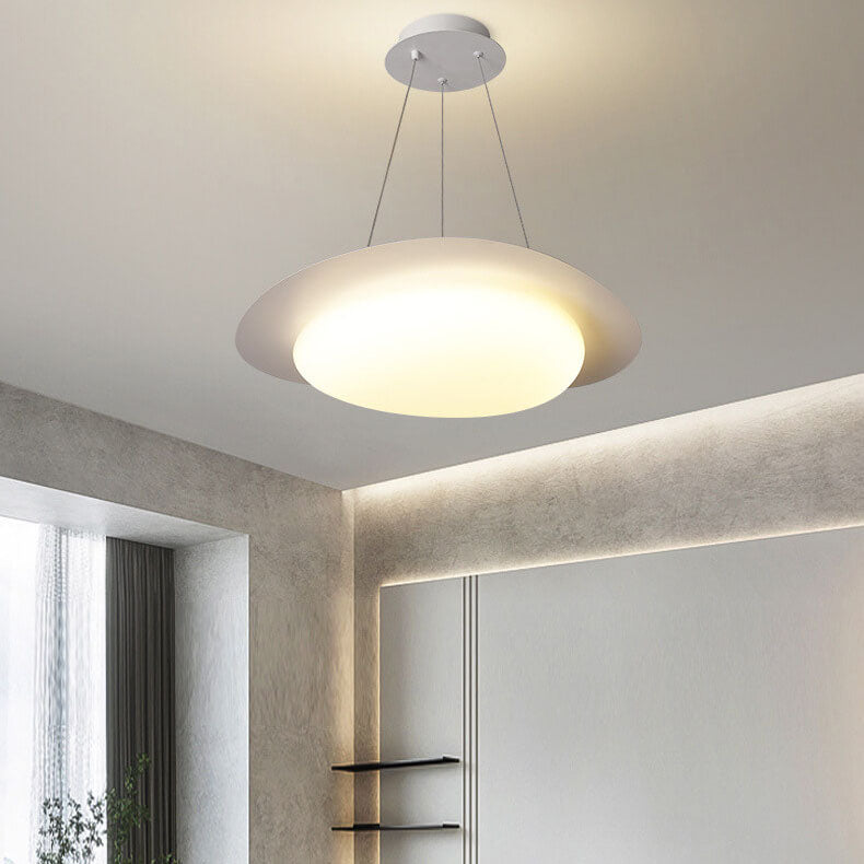 Nordic Minimalist White Pebble Acrylic Iron LED Pendant Light