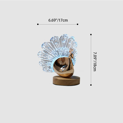 مصباح طاولة LED بتصميم طاووس أكريليك عصري للأجهزة الإبداعية لغرفة النوم 