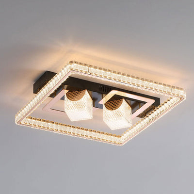 Modern Luxury Square Crystal Acrylic LED Flush Mount Ceiling Light