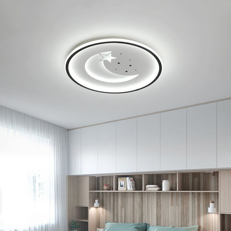 Nordic Minimalist Moon Circle Ring Slim LED Flush Mount Ceiling Light