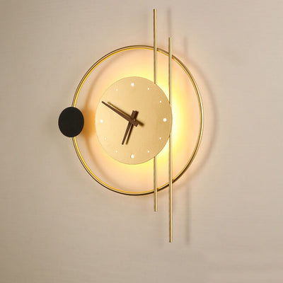 Lampe murale LED avec horloge créative en fer nordique moderne 