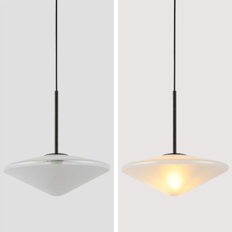 Nordic Light Luxe Lait Blanc Verre Triangle Rond 1 Lumière Suspension 