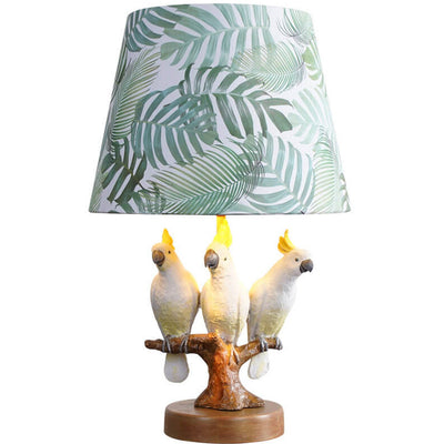 Nordic Leaf Fabric Resin Bird Design 1-Licht-Tischlampe 