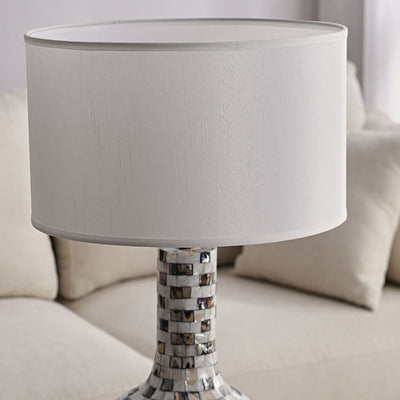 Modern Transitional Canvas Shade Shell Decor Vase Shape Base 1-Light Table Lamp For Study