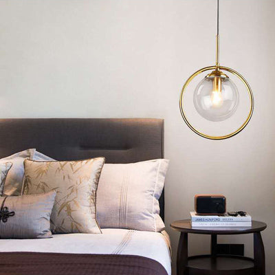 Modern Minimalist Round Ball Iron Glass 1-Light Pendant Light For Bedroom